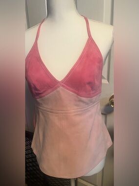 Coach Two-Tone Pink Suede Halter Top